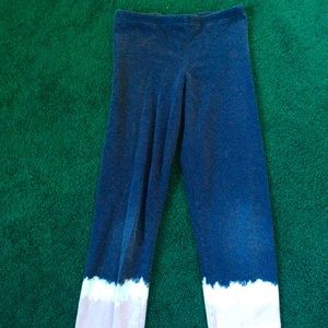 Blue, white, and pink leggings.